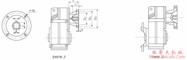 EWF37、EWF47、EWF67、EWF77、EWF87、EWF97、EWF107、EWF127、EWF157、平行轴斜齿轮减速机输入方式尺寸图表(图3)