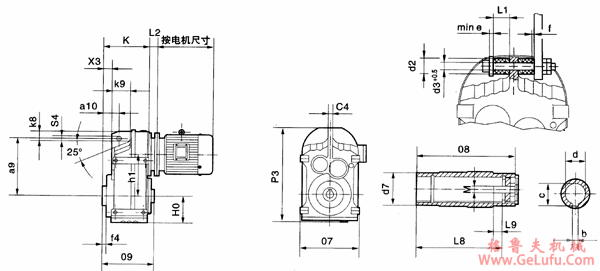 MPA37、MPA47、MPA57、MPA67、MPA77、MPA87、MPA97、MPA107、MPA127、MPA157、系列平等轴齿轮减速机的安装尺寸(图2)