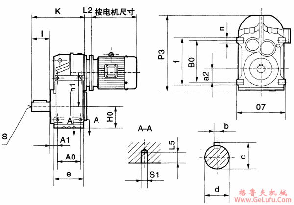 MP37、MP47、MP57、MP67、MP77、MP87、MP97、MP107、MP127、MP157、系列平行轴斜齿轮减速机的安装尺寸(图2)