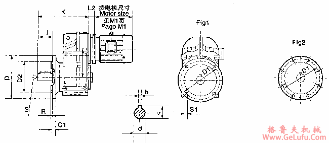 MPF37、MPF47、MPF57、MPF67、MPF77、MPF87、MPF97、MPF107、MPF127、MPF157、系列平等轴齿轮减速机的安装尺寸(图2)