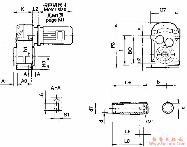 MPAB37、MPAB47、MPAB57、MPAB67、MPAB77、MPAB87、MPAB97、MPAB107、MPAB127、MPAB157、系列平等轴齿轮减速机的安装尺寸(图2)