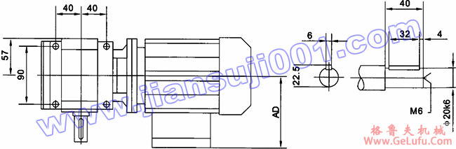 JRTS斜齿轮――蜗轮蜗杆减速电机安装尺寸（JRTS37..）(图3)