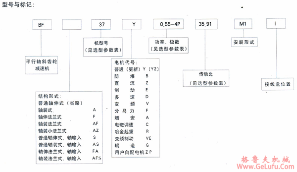BF系列平行轴斜齿轮减速机型号与标记(图2)