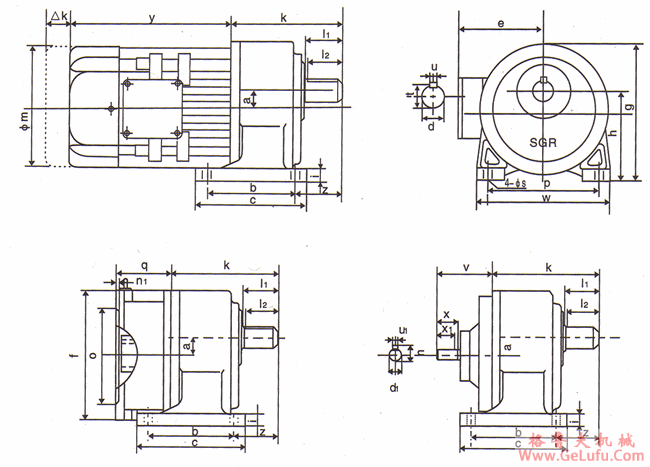 GL（H）W小齿轮减速电机安装尺寸(图2)