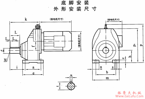 TXRX57-TXRX107斜齿轮减速电机底脚安装外形安装尺寸(图2)