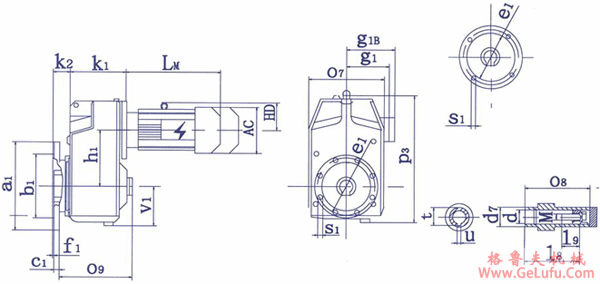 QSP系列齿轮减速三相异步电动机安装及外形尺寸(图2)