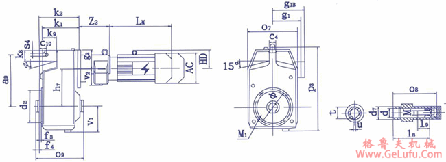 QSP系列齿轮减速三相异步电动机安装及外形尺寸(图3)