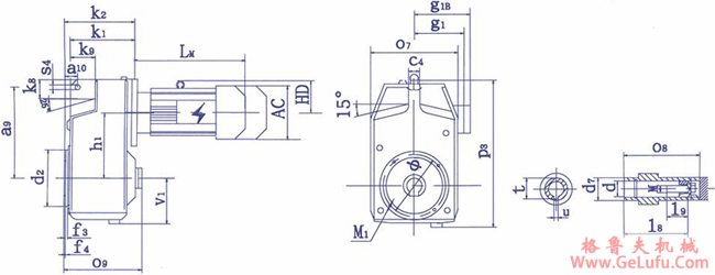QSP系列齿轮减速三相异步电动机安装及外形尺寸(图1)