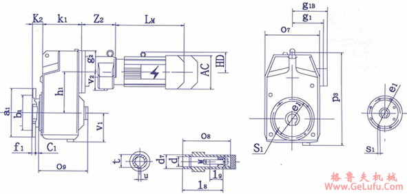 QSP系列齿轮减速三相异步电动机安装及外形尺寸(图4)