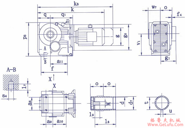 QSH系列斜齿-圆锥齿轮减速电机外形及安装尺寸(图6)