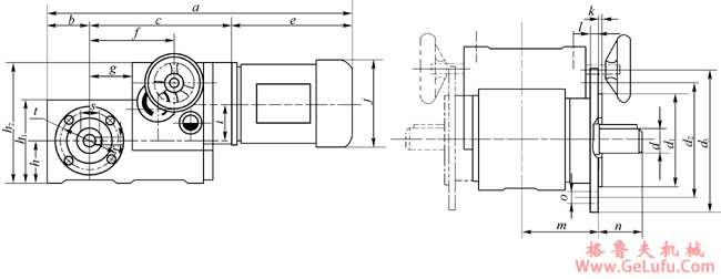 GPZH系列末端为锥齿轮减速、立式安装的基本型变速机外形及安装尺寸(图2)