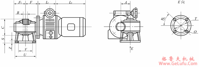 UD…B5-WJ…/PC…系列基本型与蜗轮减速机组合行星锥盘无级变速机外形及安装尺寸(图2)
