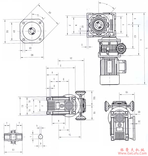 TXF行星锥盘无级变速机基本型与NMRV组合外形及安装尺寸(图2)