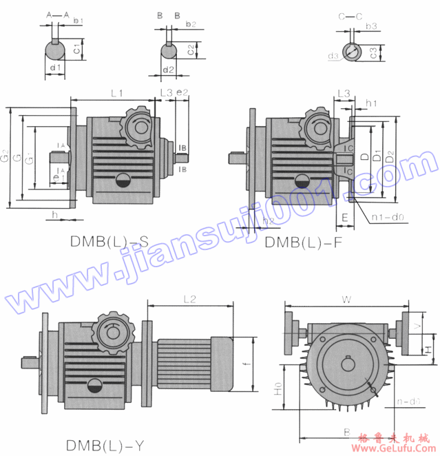 DMBL-立式变速机外型及安装尺寸(图2)