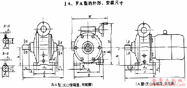D型行星锥盘无级变速机外型及安装尺寸(图2)