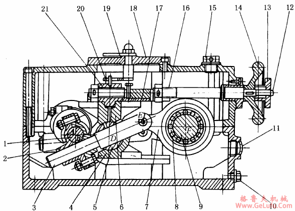 U系列三相并列连杆脉动无级变速机结构图(图2)