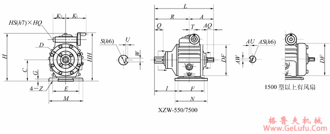 XZW系列（双轴型）外形及安装尺寸(图2)