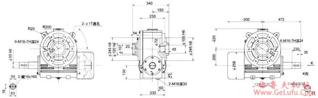 干粉压机专用减速机外形尺寸(图3) 干粉压机专用减速机外形尺寸(图3)
