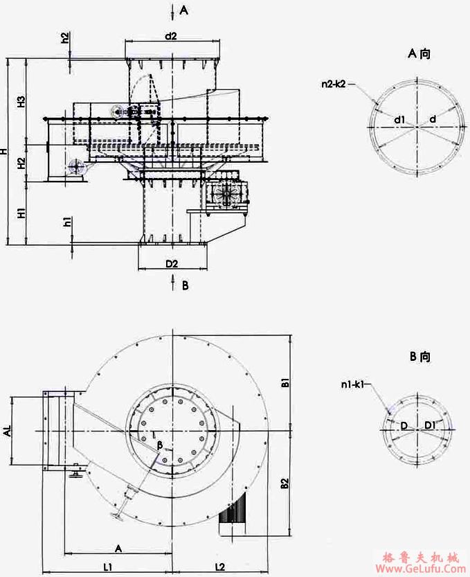 PZH型座式圆盘给料机外形及安装尺寸图(图2)