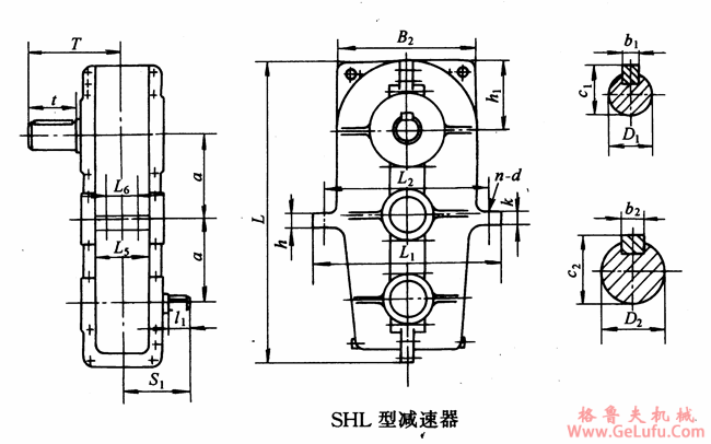 SHL125、SHL145、SHL175、SHL215型三环减速机型式与主要尺寸YB/T79-1995(图2)