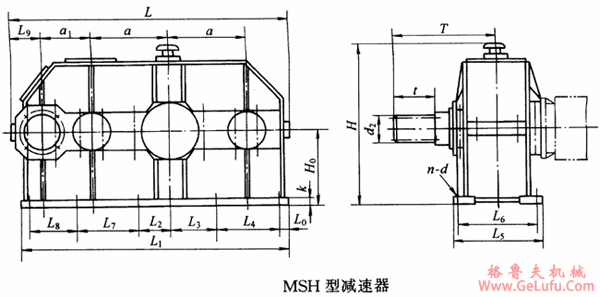 MSH350、MSH400、MSH500、MSH550、MSH600、型三环减速机型式与主要尺寸YB/T79-1995(图2)
