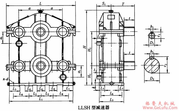 LLSH300、LLSH350、LLSH400、LLSH450、LLSH500型三环减速机型式与主要尺寸YB/T79-1995(图2)