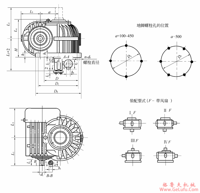 CWS125、CWS160、CWS200、CWS250、CWS280、CWS315、CWS355、CWS400、CWS450、CWS500型减速机外形和安装尺寸GB9147―88(图2)