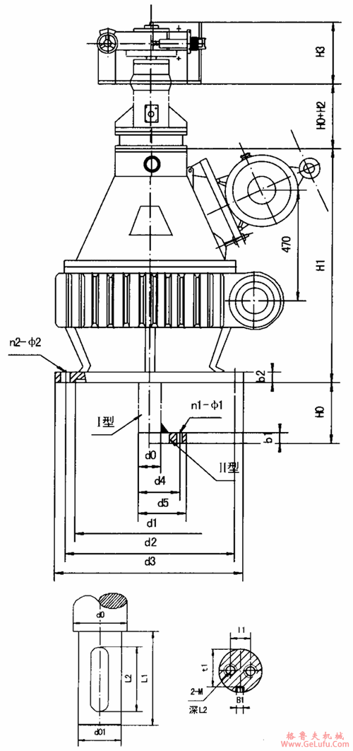 WT型升降蜗轮搅拌减速机安装尺寸 (图2)