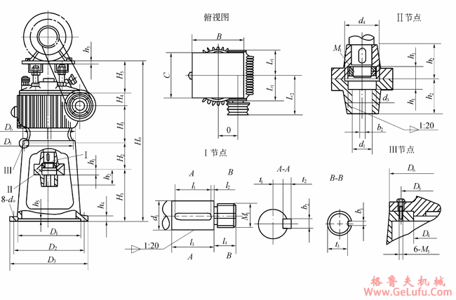 M型立式蜗杆减速机外形尺寸(图2)