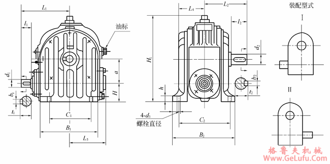 CWU63、CWU80、CWU100型减速机外形和安装尺寸GB9147―88 (图2)