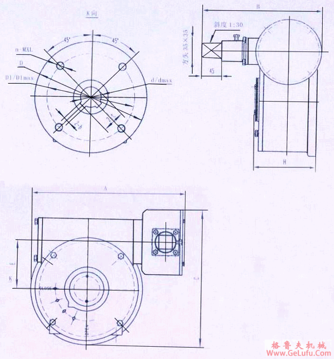 XDJ系列地下用二级传动阀门减速机外形及安装尺寸(图5)