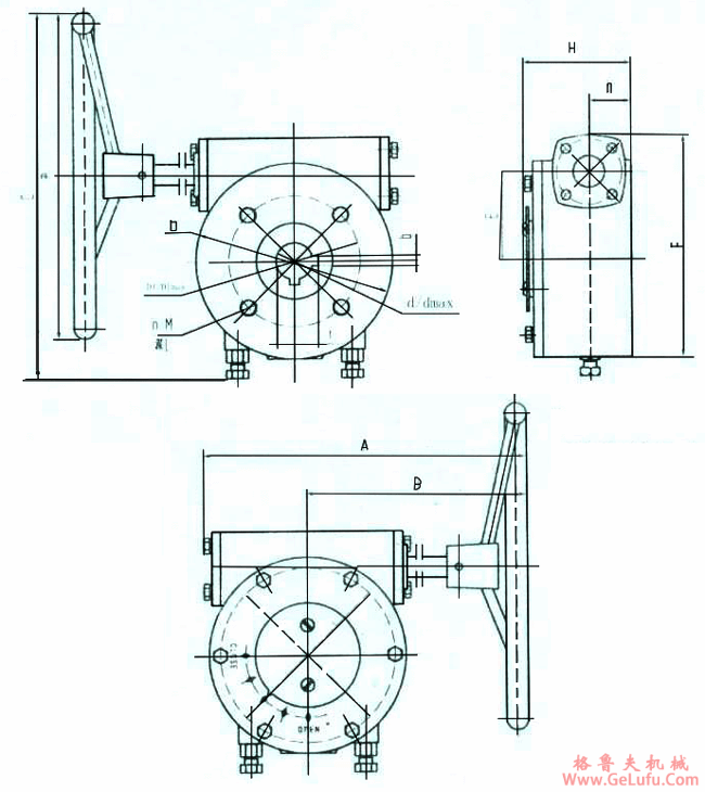 XGJ系列含轴承单级阀门减速机结构简介及外形安装尺寸(图4)