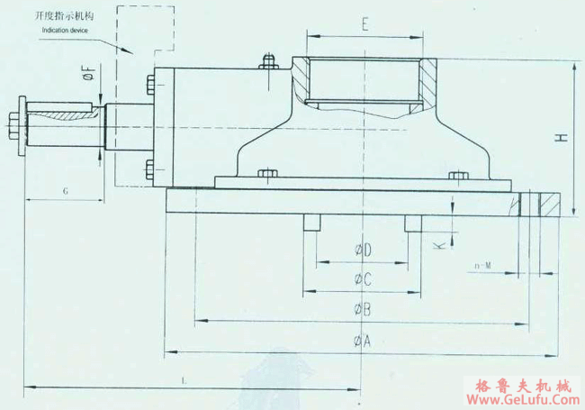 XB系列多回转阀门减速机外形及安装尺寸 (图2)