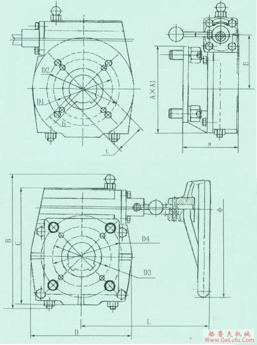 XLHJ系列离合式阀门减速机适用范围及参数与尺寸(图2)