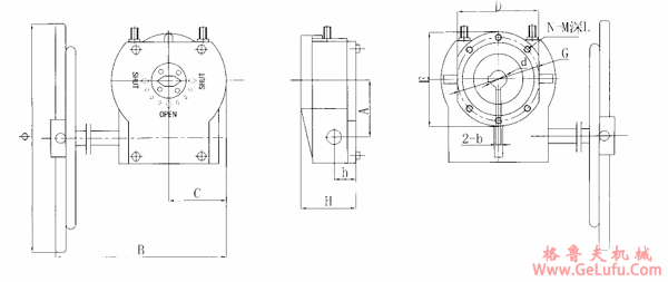 ZQDX3系列部分回转型阀门手动装置外形及安装尺寸(图4)