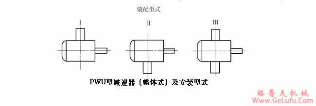 整体式PWU80、PWU100、PWU125、PWU140、PWU160、PWU180、PWU200、PWU225、PWU250、PWU280、PWU315、PWU355、型平面二次包络环面蜗杆减速机主要尺寸（GB/T16449-1996）(图3)