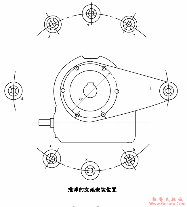 SCW型轴装式圆弧圆柱蜗杆减速机反力矩支架的安装JB/T6387-1992(图3)