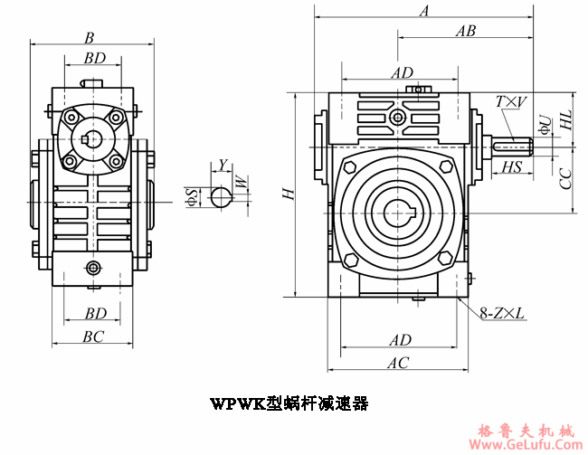 WPWK型蜗轮蜗杆减速机主要尺寸(图2)