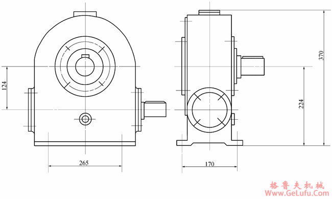 QT16A-9型塔机用蜗轮减速机外形及安装尺寸(图2)