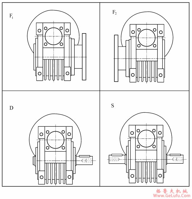 WWJ系列蜗杆减速机输入及输出型式代号(图3)
