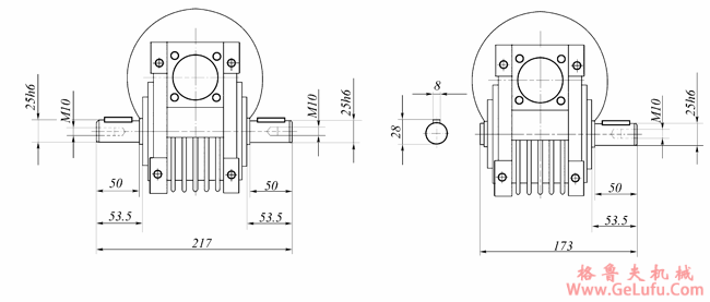 WWJ系列蜗杆减速机(WWJ063型尺寸图)(图3)