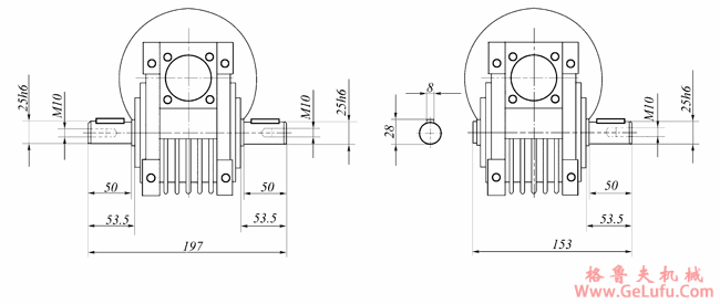 WWJ系列蜗杆减速机(WWJ050型尺寸图)(图3)