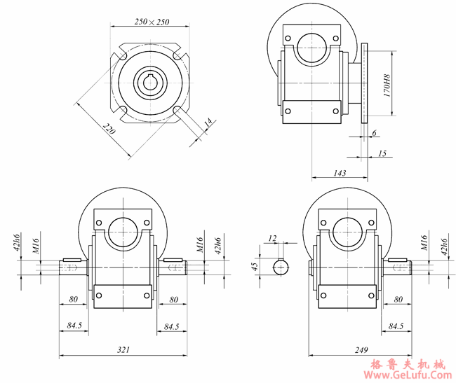 WWJ系列蜗杆减速机(WWJ110型尺寸图)(图3)