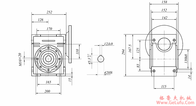 WWJ系列蜗杆减速机(WWJ110型尺寸图)(图2)