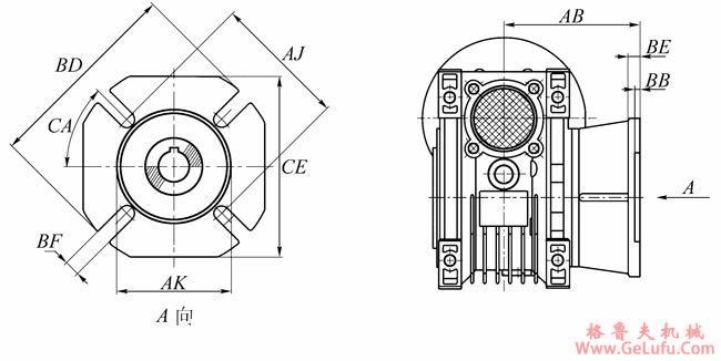 JRST系列多置式蜗杆减速机输出法兰安装尺寸(图2)
