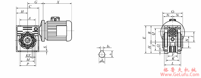EWRV系列蜗轮蜗杆减速机安装型式，输出方式尺寸图表（一）(图4)