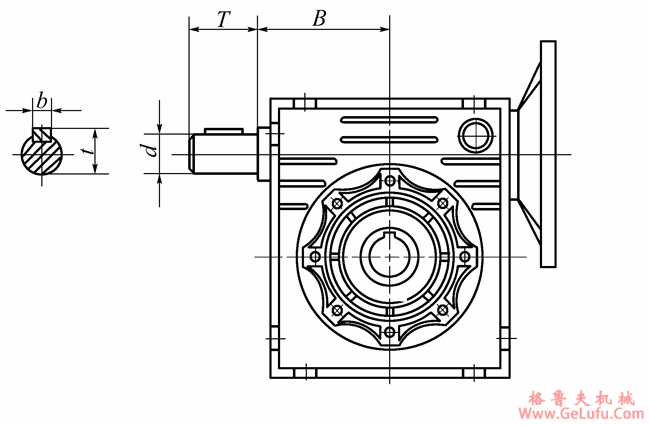 EWRV系列蜗轮蜗杆减速机安装型式，输出方式尺寸图表（二）(图3)