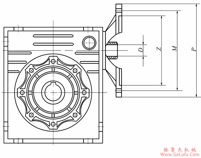 EWRV系列蜗轮蜗杆减速机安装型式，输出方式尺寸图表（一）(图2)