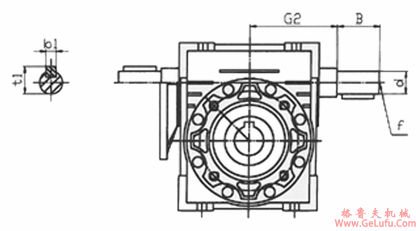 WJL40、WJL50、WJL63、WJL75、WJL90、WJL110、WJL130、蜗轮蜗杆减速机蜗杆同向输出轴尺寸(图2)