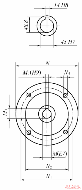 VF130..P系列蜗轮蜗杆减速机外形及安装尺寸(图3)